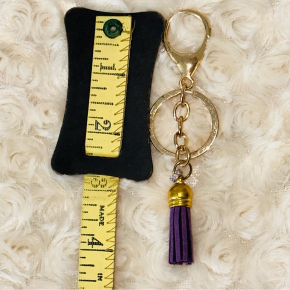 SALE🔥4/$25 Gold-tone Purple Tassel Keychain with Rhinestone Accent NWOT - Picture 5 of 6
